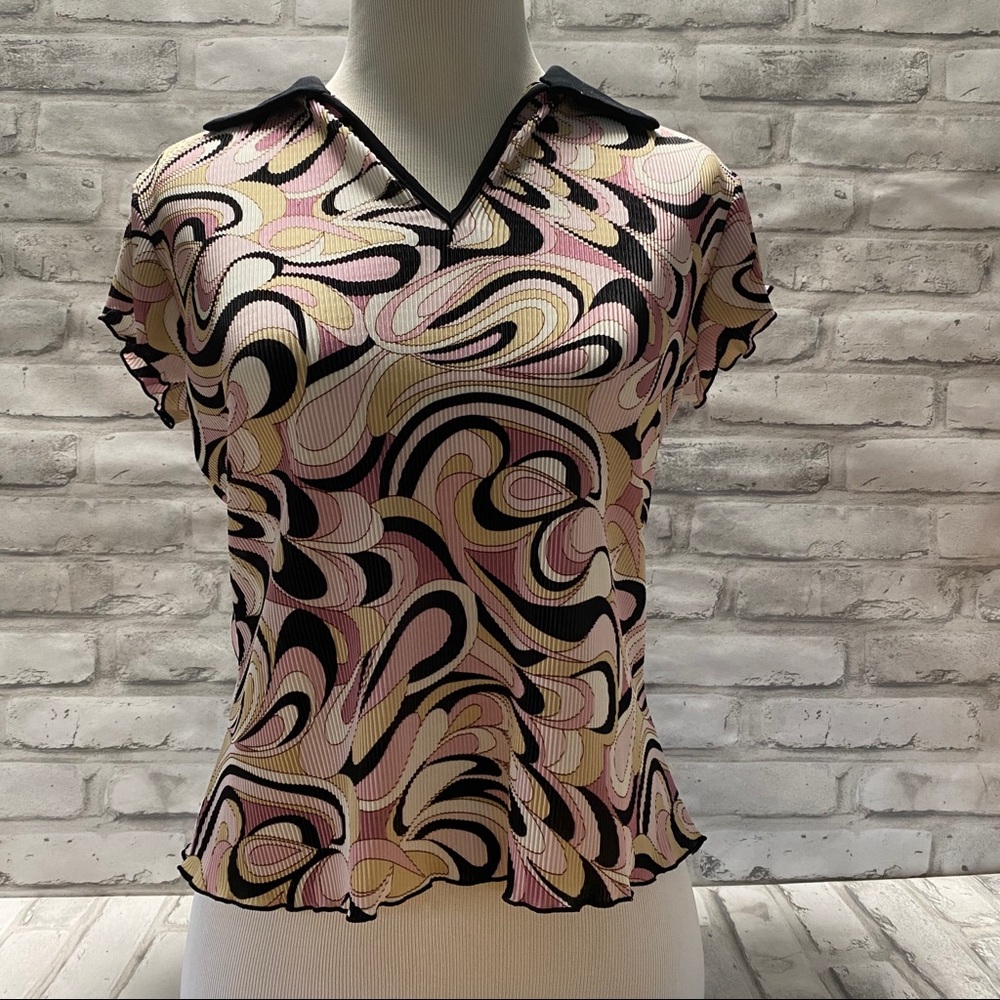 Patterned Vintage Collared Shirt - image 1